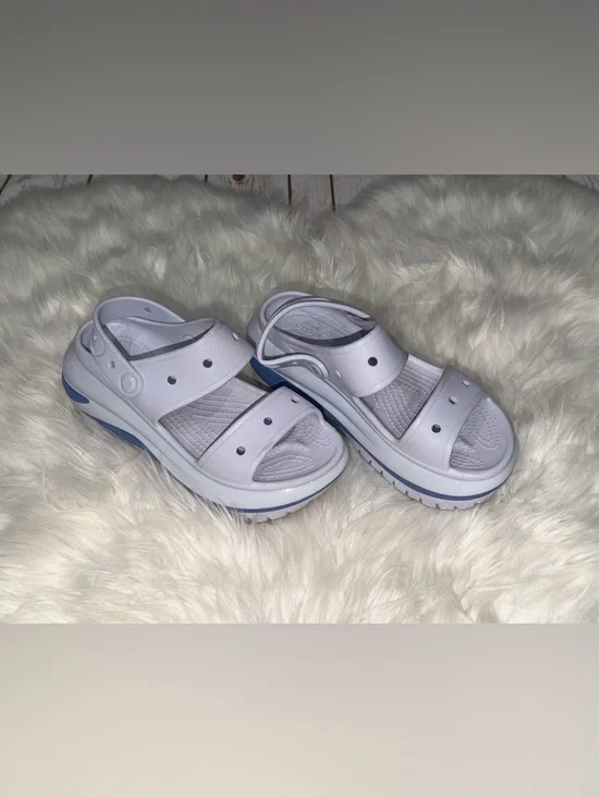 CROCS Light Grey and Blue Mega Crush Sandals Hyper Dreamscape Women’s 8 - Picture 1 of 5